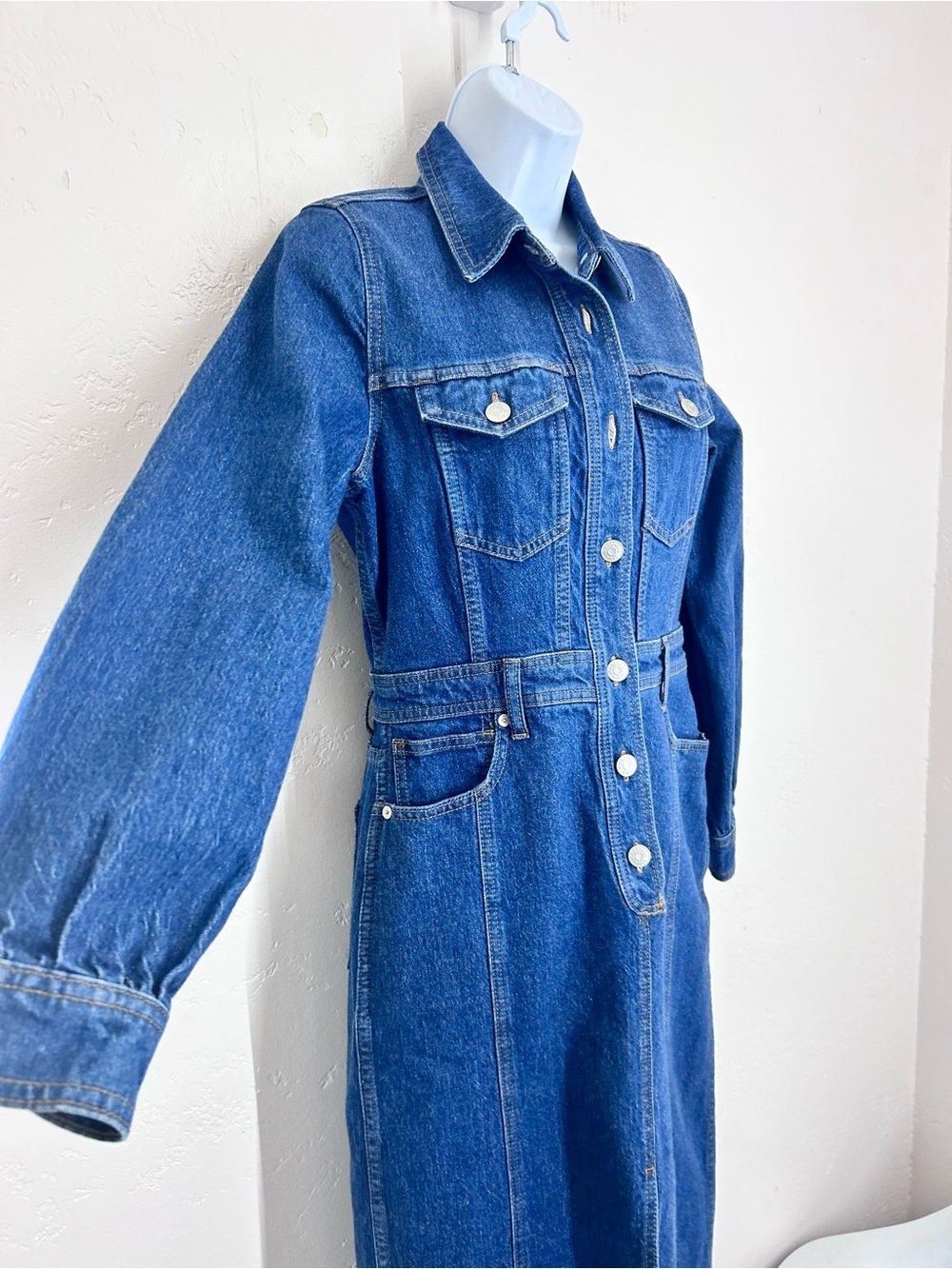 Madewell Denim Midi Shirtdress Size 2 Glissan Wash Heavyweight Cotton Dress NWOT - Picture 5 of 15
